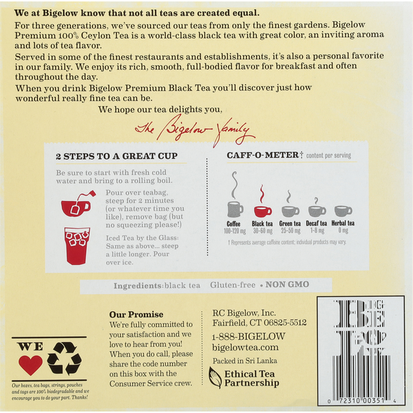 Bigelow Tea Bags 100% Ceylon Premium Tea