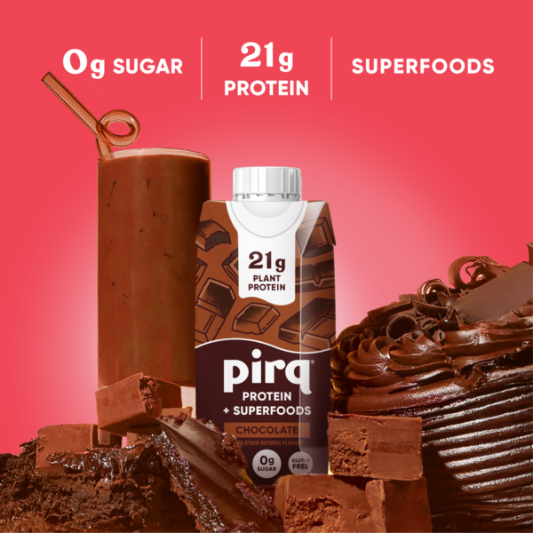 Pirq 21g Plant Based Protein Shakes, Chocolate