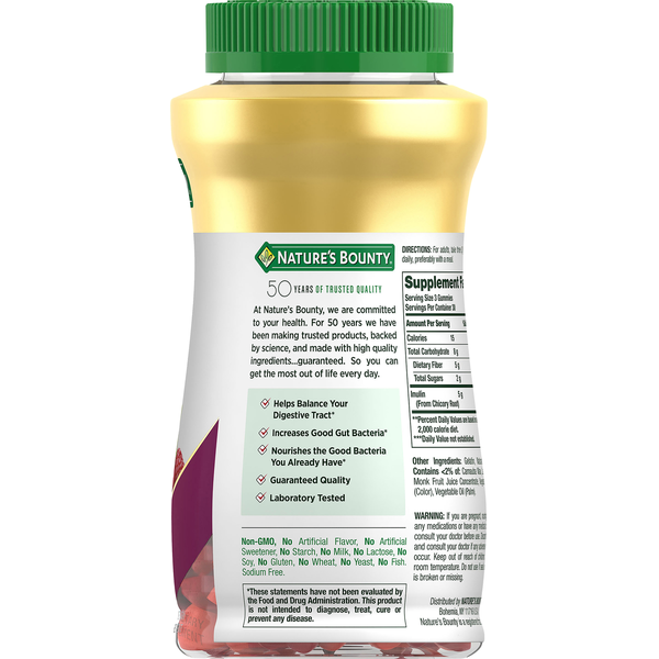 Nature's Bounty Fiber, Digestive Health, 5 g, Gummies, Strawberry & Raspberry Flavored