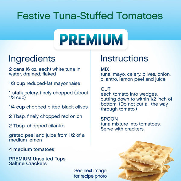 Premium Unsalted Tops Saltine Crackers, Lunch Snacks 16 oz