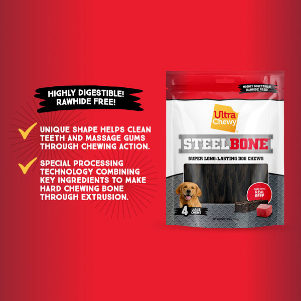 Ultra Chewy Steel Bone Super Long-lasting Large Dog Chews