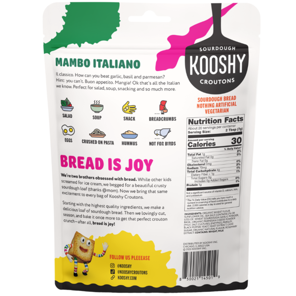 Kooshy Sourdough Croutons, Parmesan & Garlic (Mambo Italiano)