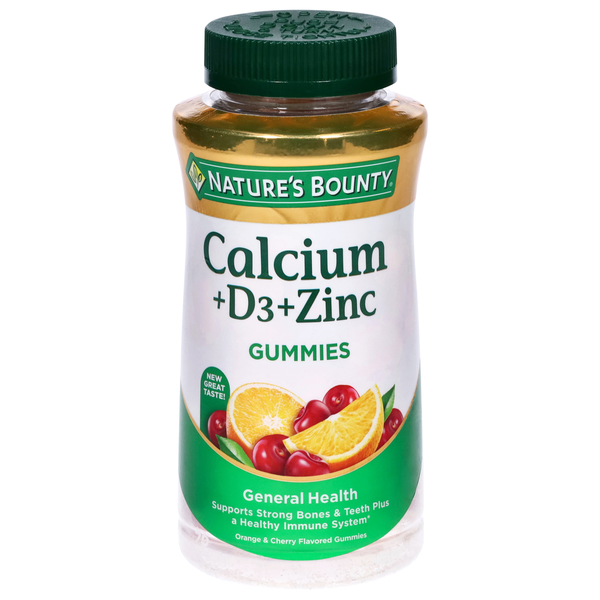 Nature's Bounty Gummies Orange & Cherry Flavored Calcium+D3+Zinc