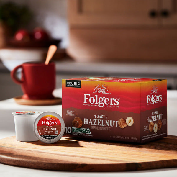 Folgers Toasty Hazelnut Artificially Flavored Coffee, Keurig K-Cup Pods