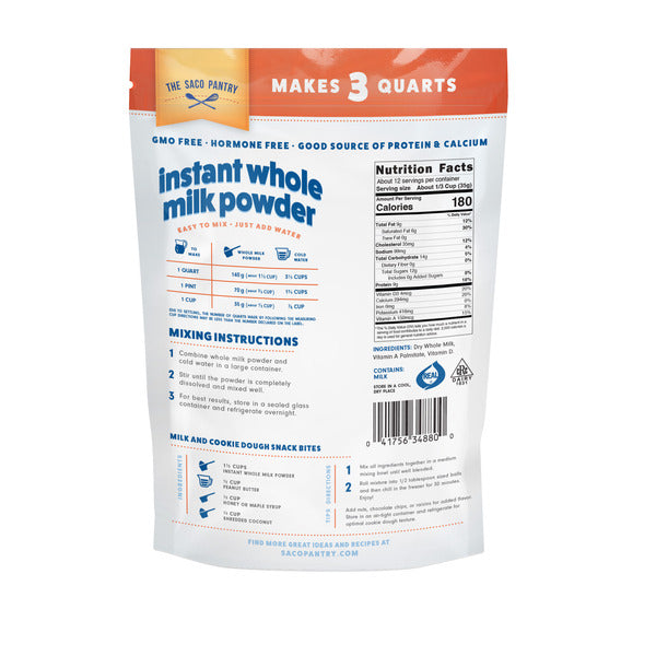 The Saco Pantry Instant WHOLE MILK Powder