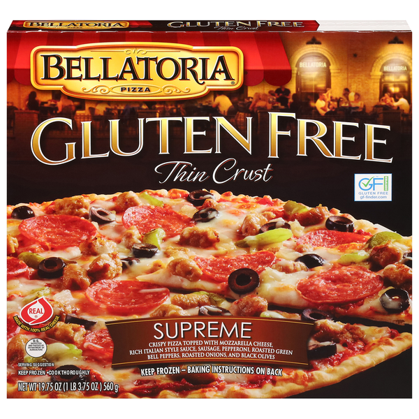 Bellatoria Pizza, Gluten Free, Supreme, Thin Crust