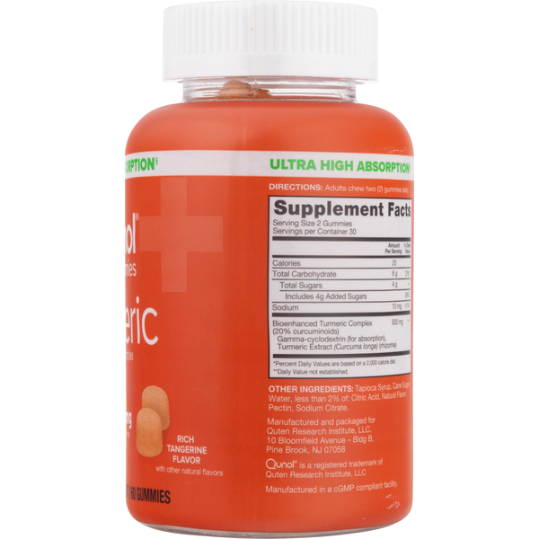 Qunol Gummies Ultra High Absorption Curcumin Complex Rich Tangerine Flavor 500 mg Turmeric