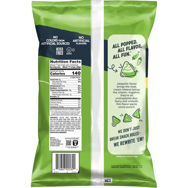PopCorners Popped Corn Snacks, Jalapeno Popper
