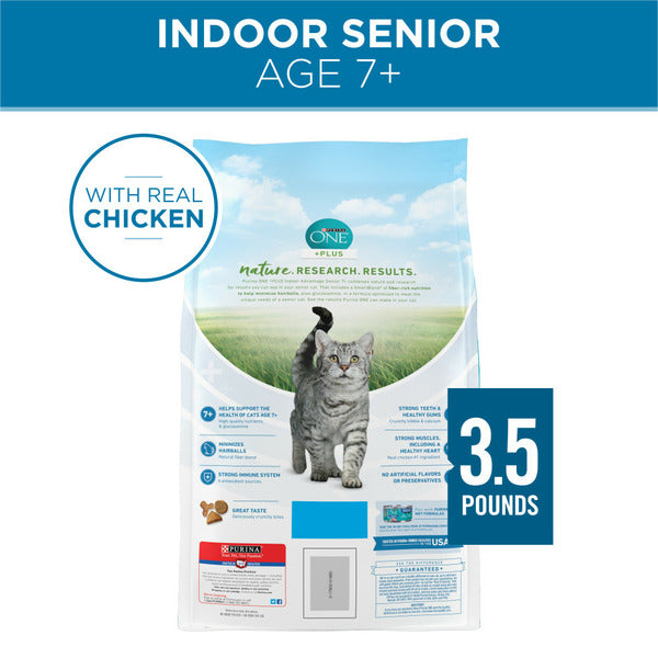Purina ONE High Protein, Natural Senior Dry Cat Food, Indoor Advantage Senior+