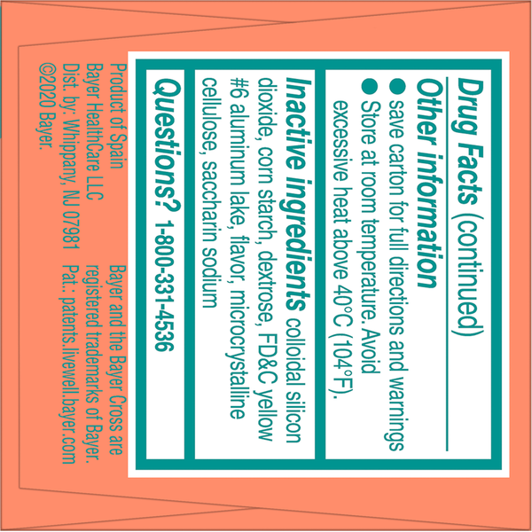 Bayer Tablets Chewable 81 mg Orange Flavored Low Dose Aspirin