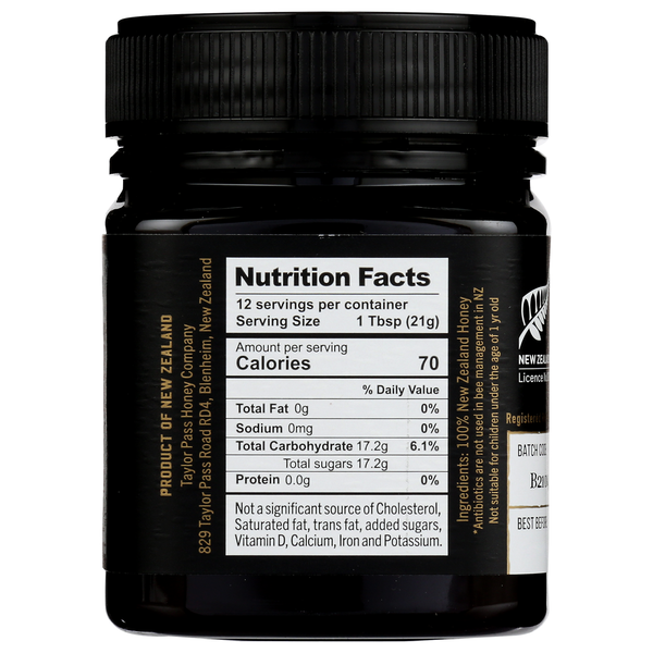 Taylor Pass Honey Co Taylor Pass Honey - Manuka Honey Umf 10+ 250G