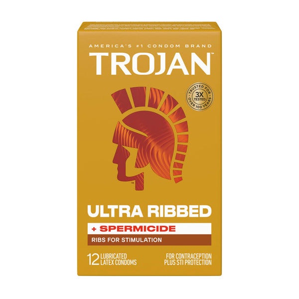 Trojan Ultra Ribbed Plus Spermicide Latex Lubricated Ribbed Condoms
