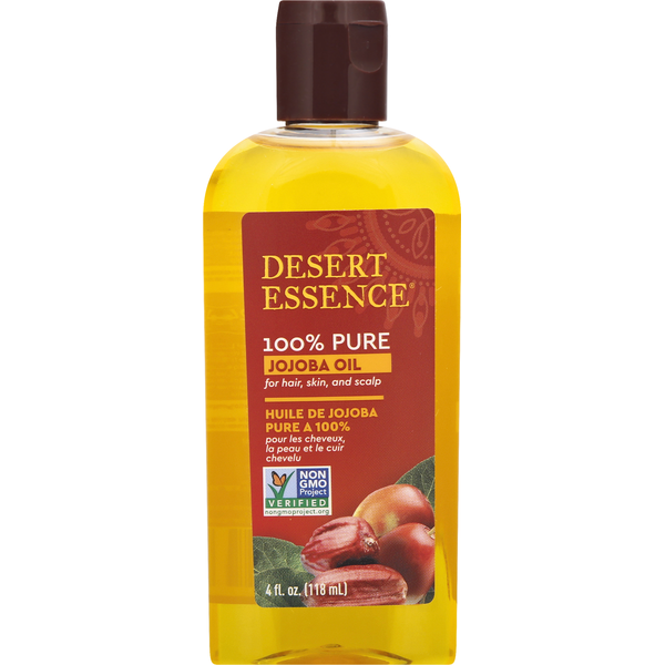 Desert Essence 100% Pure Jojoba Oil bottle on a white background