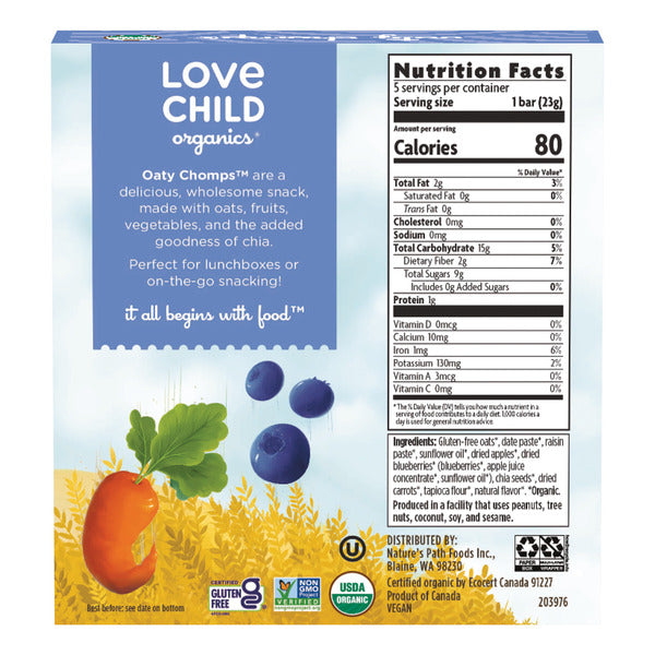 Love Child Blueberry + Carrot Snack Bars