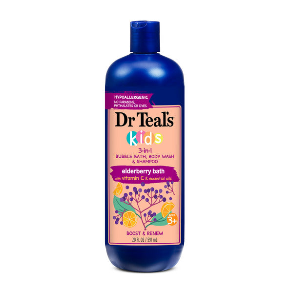 Dr Teal’s Kids 3in1 Elderberry Bath: Bubble Bath, Body Wash & Shampoo