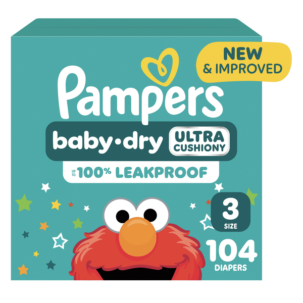 Pampers Baby Dry Ultra Cushiony Diapers, Size 3 (13-26 lbs)