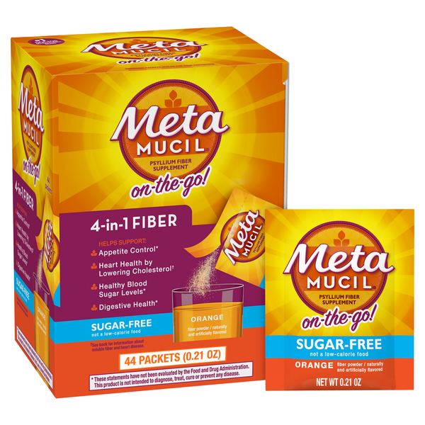 Metamucil Sugar-Free, 4-in-1 Fiber for Digestive Health, Packets