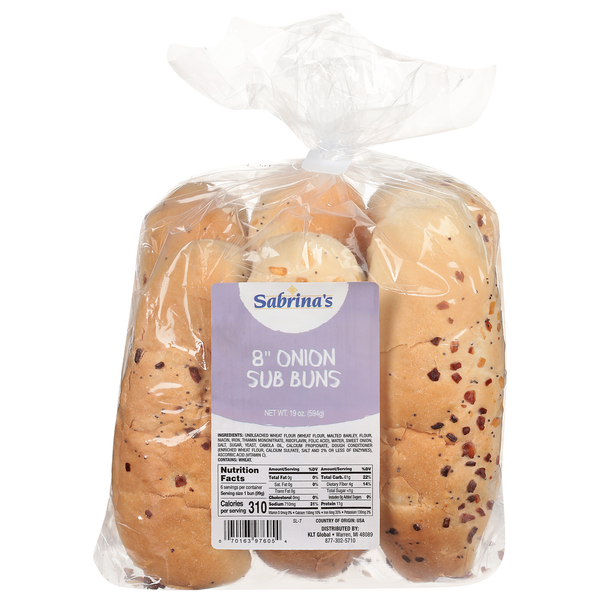 Sabrina's Sub Buns, 8 Inch, Onion