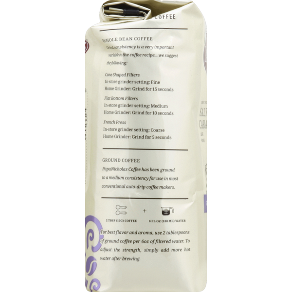 PapaNicholas Coffee Coffee, Premium, Ground, Light Roast, Salted Caramel