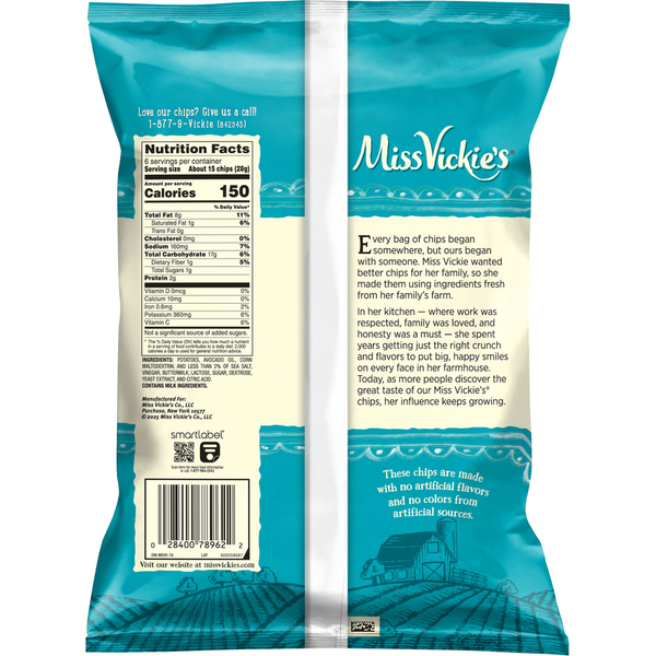 Miss Vickie's Kettle Cooked Potato Chips Sea Salt & Vinegar Flavor