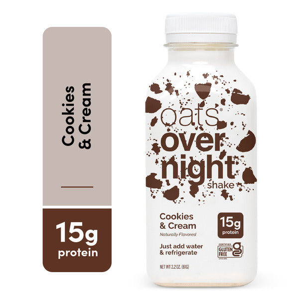 Oats Overnight Cookies and Cream High Protein Oatmeal Shake, 15g Protein
