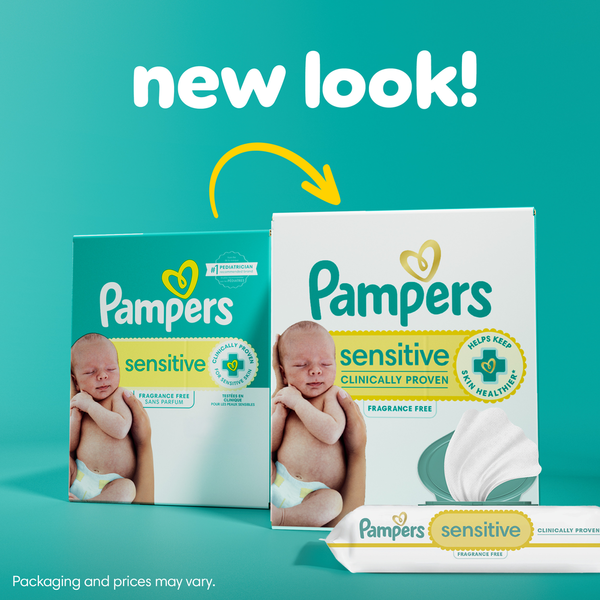 Pampers Baby Wipes Sensitive Perfume Free 4X Pop-Top Packs