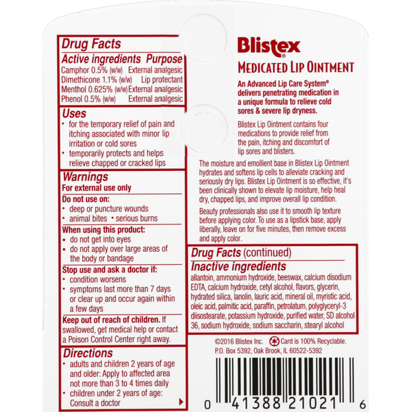 Blistex Lip Ointment, Medicated