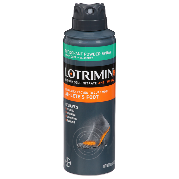 Lotrimin Deodorant Powder Spray, Miconazole Nitrate Antifungal, Athlete's Foot,