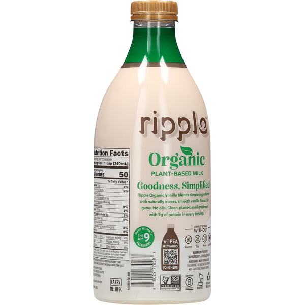 Ripple Organic Plant-Based Vanilla Milk