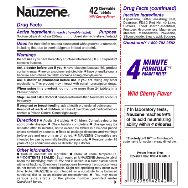 NAUZENE Chewables for Upset Stomach & Nausea