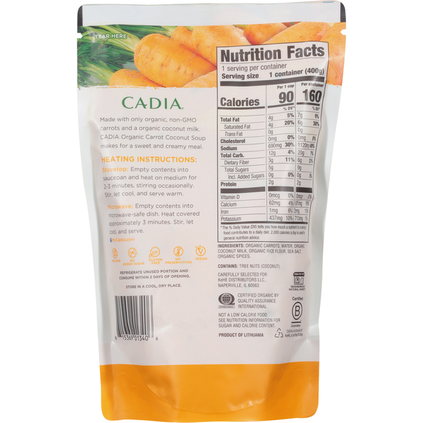 CADIA Soup, Organic, Carrot Coconut