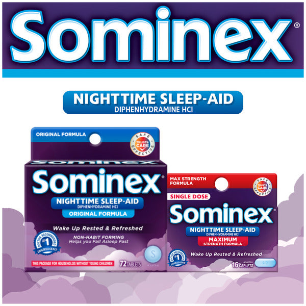 Sominex Nighttime Sleep-Aid with Diphenhydramine HCl 25 mg, Original Formula