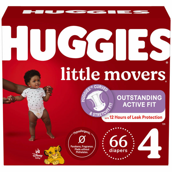 Huggies Little Movers Baby Diapers, Size 4 (22-37 lbs)