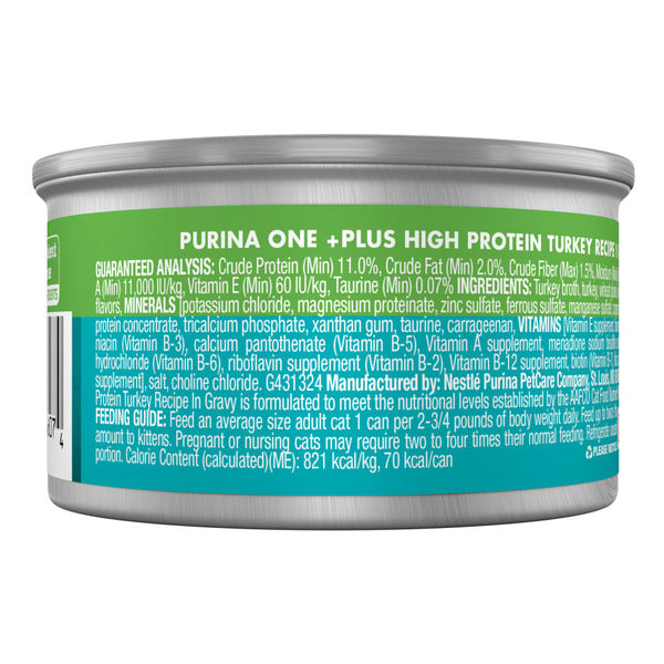 Purina ONE Natural, High Protein Cat Food, Turkey Recipe in Gravy
