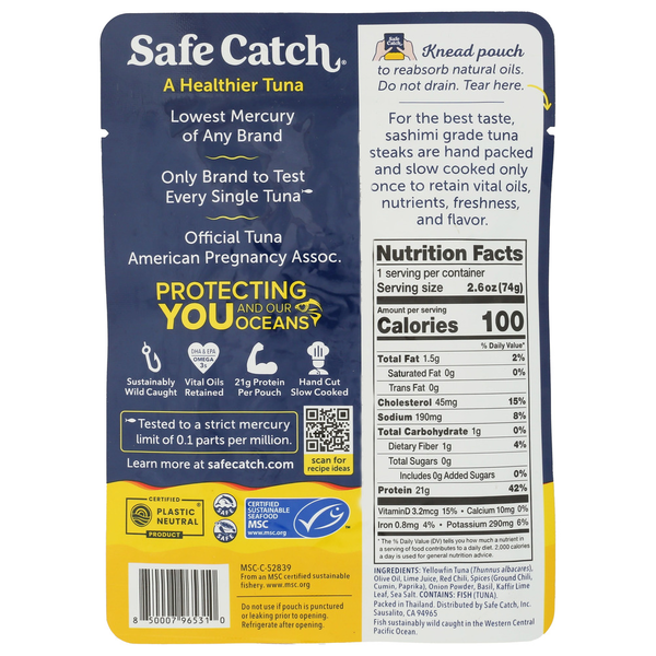 Safe Catch Spicy Tuna - Wild Ahi Yellowfin Tuna Pouch