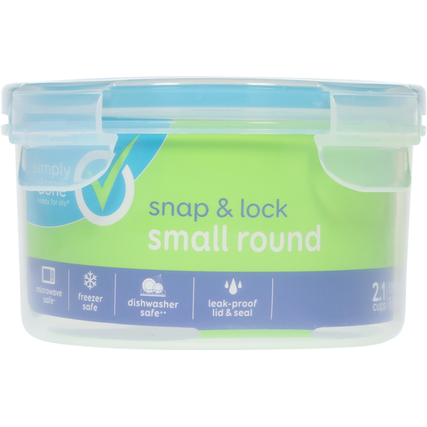 Simply Done Container & Lid, Snap & Lock, Small, Round, 16.9 Ounce