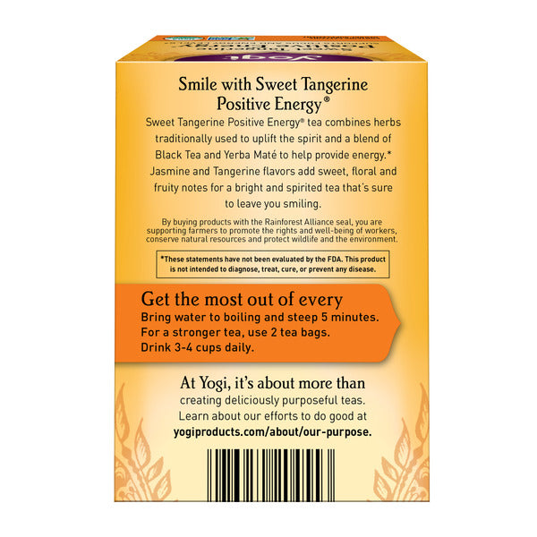 Yogi Tea Black Tea, Sweet Tangerine Positive Energy Tea, Contains Caffeine