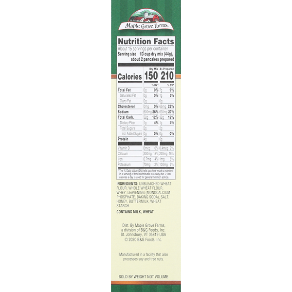 Maple Grove Farms of Vermont Pancake & Waffle Mix, Buttermilk & Honey