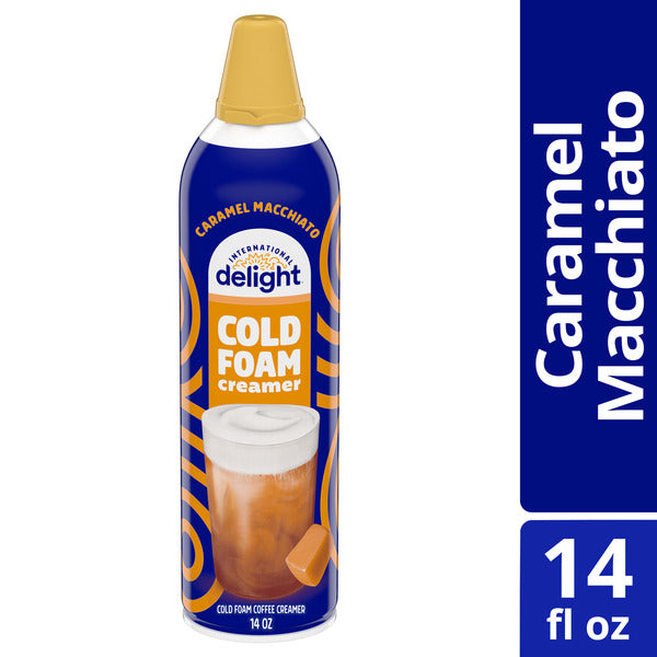 International Delight Cold Foam Coffee Creamer, Caramel Macchiato Cold Foam Flavored Creamer, 14 OZ Can
