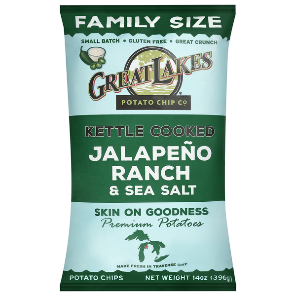 Great Lakes Potato Chip Co. Kettle Cooked Jalapeno Ranch & Sea Salt Potato Chips