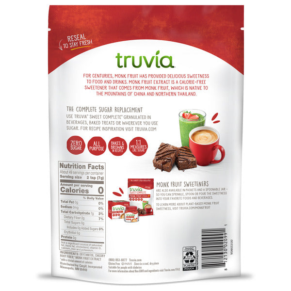 Truvia Sweet Complete® Granulated All-Purpose Monk Fruit Sweetener, Bag