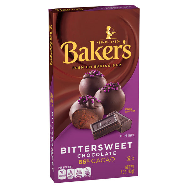 Baker's Bittersweet Chocolate Premium Baking Bar with 66% Cacao