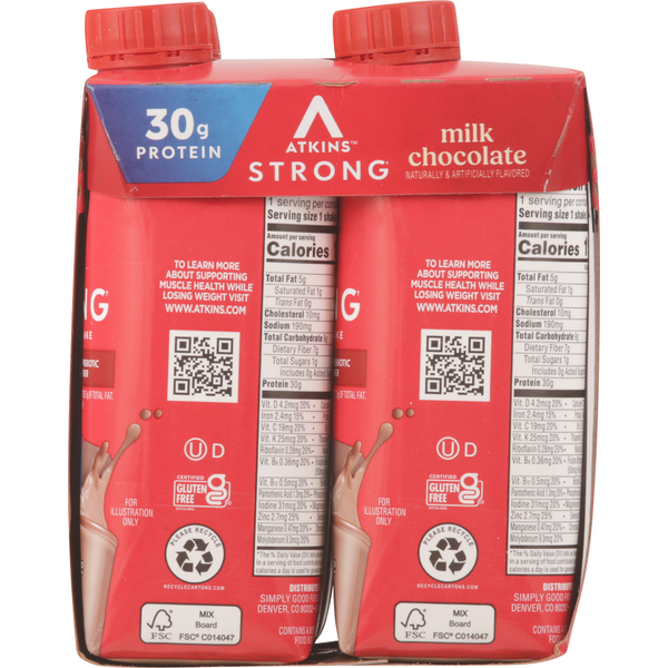 Atkins Protein Shake, Milk Chocolate, Strong, Muscle + Gut Health