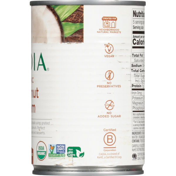 CADIA Coconut Cream, Organic, Unsweetened