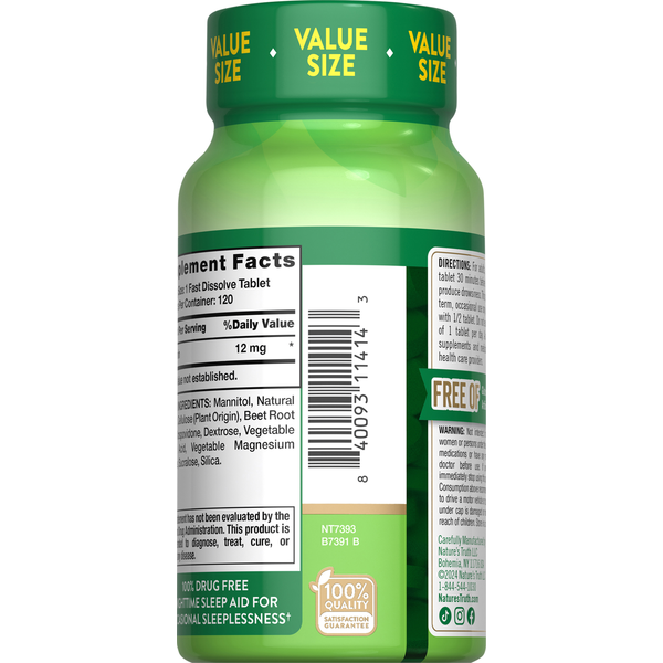 Nature's Truth Melatonin 12 mg Fast Dissolve Tablets, Natural Berry Flavor