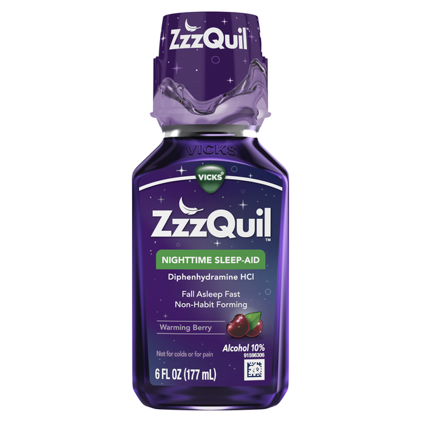 Vicks ZzzQuil Nighttime Sleep Aid Liquid, Over-the-Counter Medicine, Warming Berry