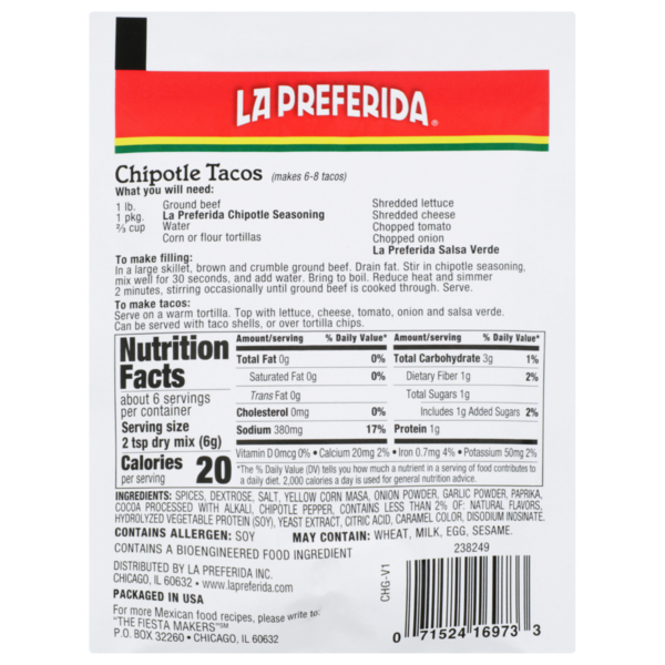 La Preferida Chipotle Seasoning