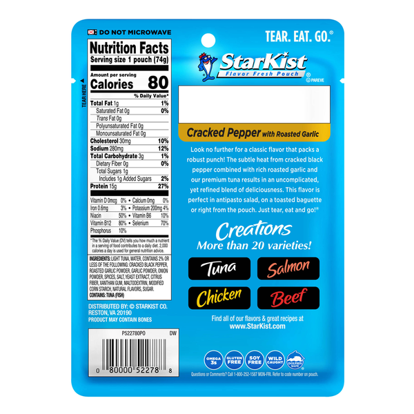 StarKist Lightly Seasoned Premium Cracked Pepper with Roasted Garlic Tuna
