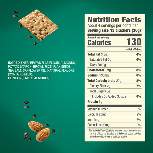 Blue Diamond Artisan  Crackers, Flax Seed