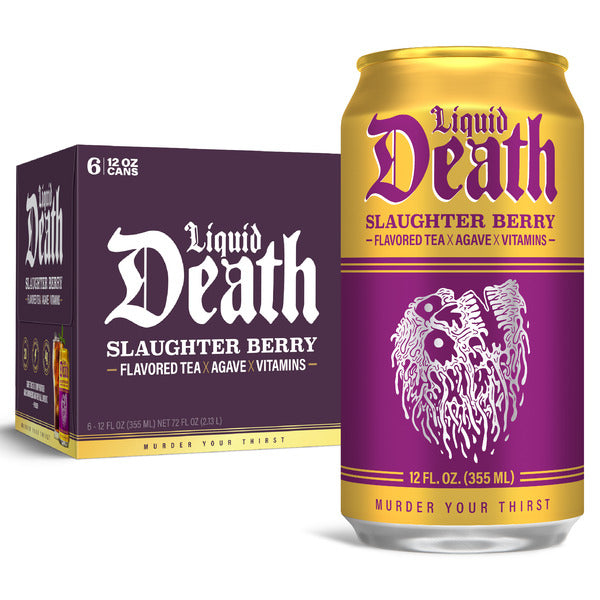Liquid Death Iced Black Tea, Slaughter Berry